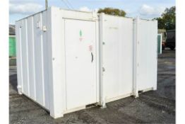 12 ft x 9 ft steel anti vandal 2+1 toilet site unit c/w keys A343874