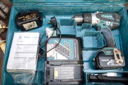 Makita 18v cordless drill c/w 2 batteries, charger & carry case A631829