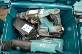 Makita 18v cordless SDS hammer drill c/w battery, charger, dust extractor & carry case E0007178