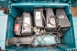 5 - Makita chargers & dust extractor c/w carry case