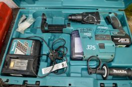 Makita 18v cordless hammer drill c/w battery, charger, dust extractor & carry case E0009441