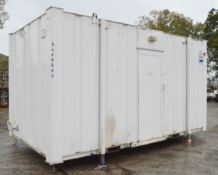 16 ft x 9 ft steel anti vandal jack leg 2 + 1 toilet site unit c/w keys A449532