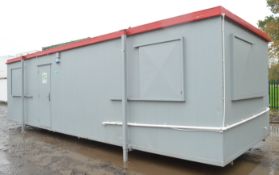 32 ft x 10 ft steel anti vandal jack leg site unit comprising of: drying room & canteen c/w keys