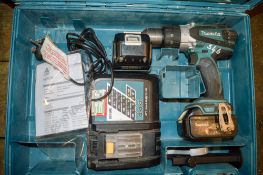 Makita 18v cordless power drill c/w 2 batteries, charger & carry case A631829