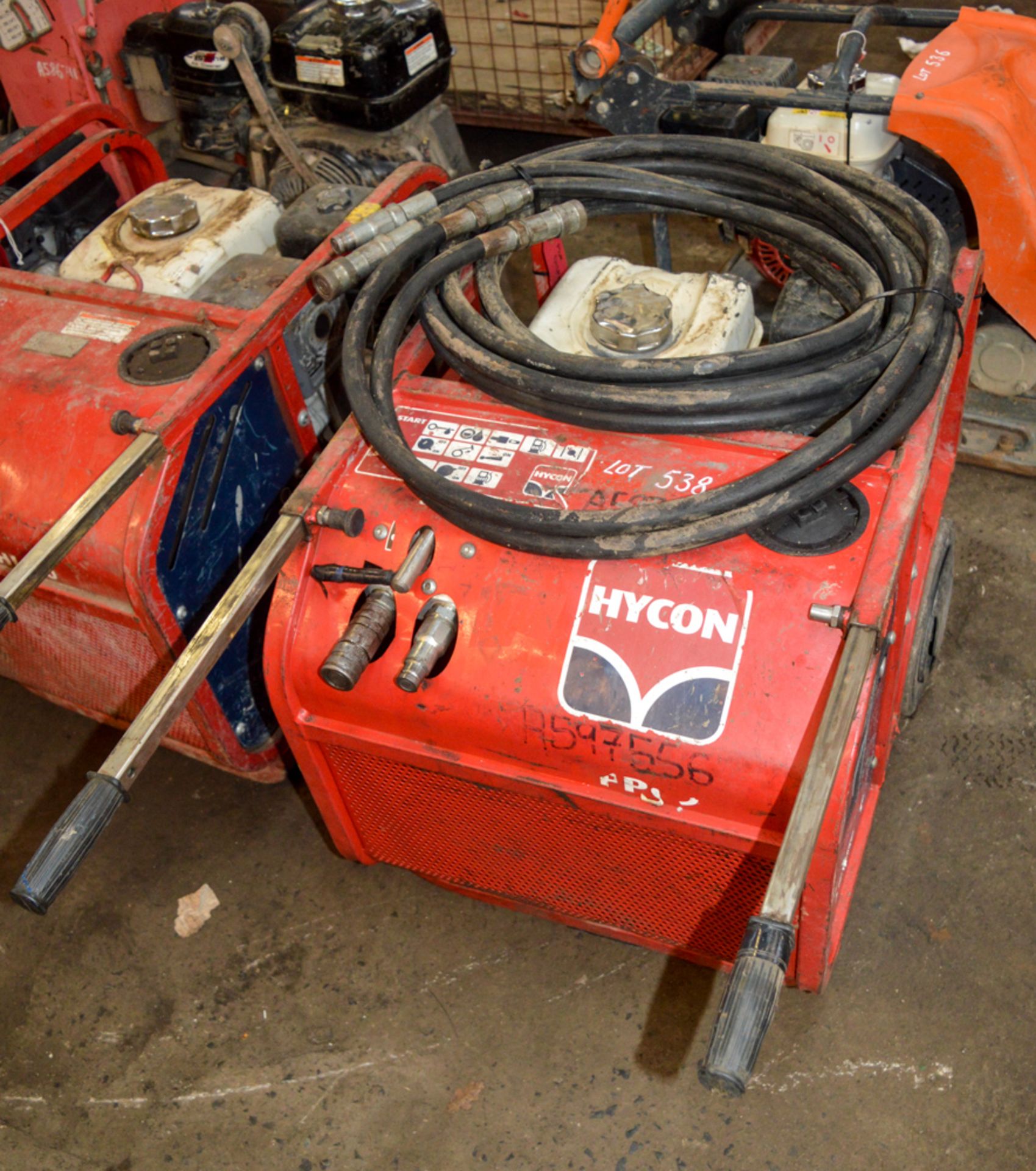 Hycon petrol driven hydraulic power pack c/w hoses A597556