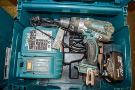 Makita 18v cordless power drill c/w 2 batteries, charger & carry case E0012724