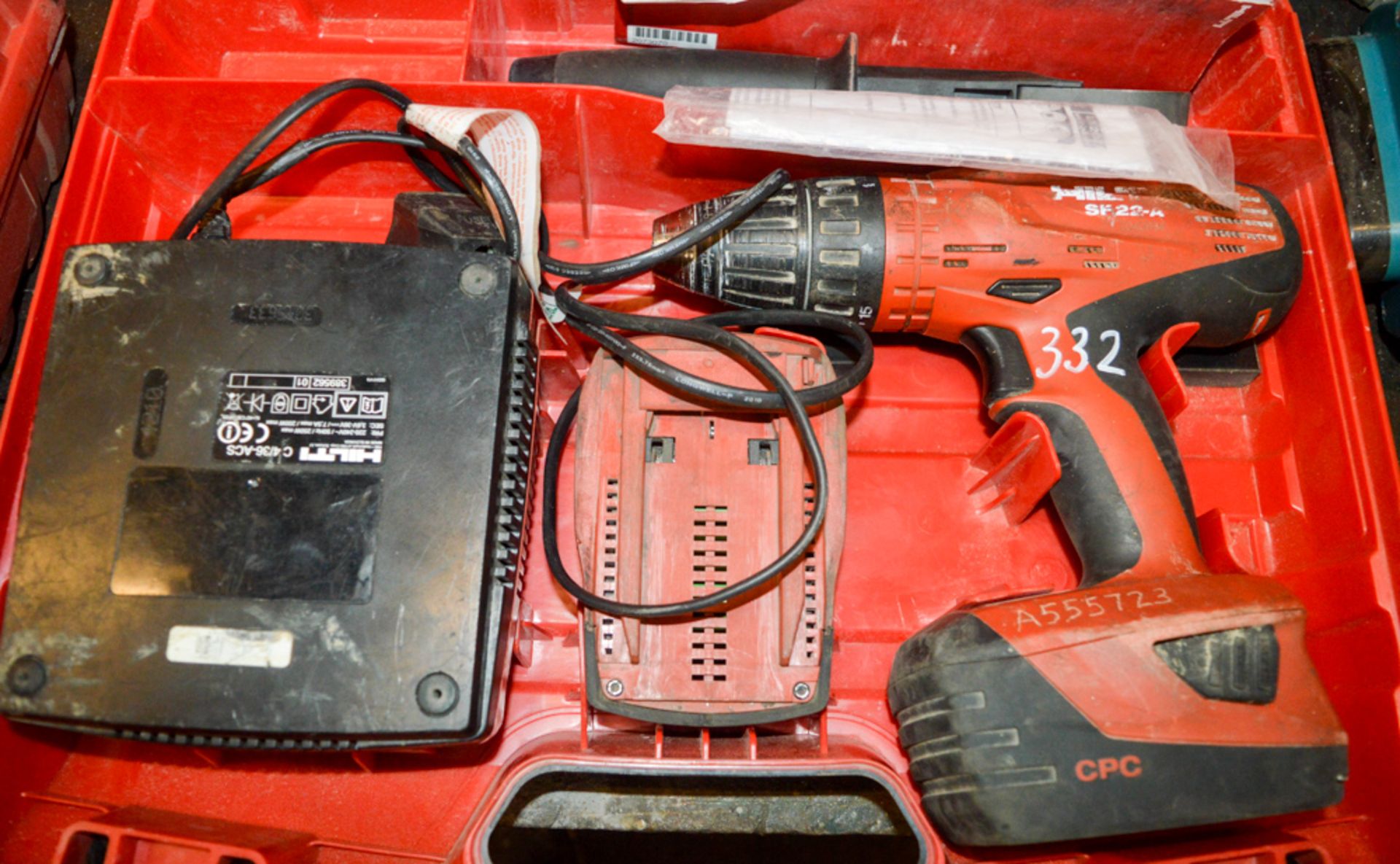 Hilti SF22-A cordless power drill c/w 2 batteries, charger & carry case A555723