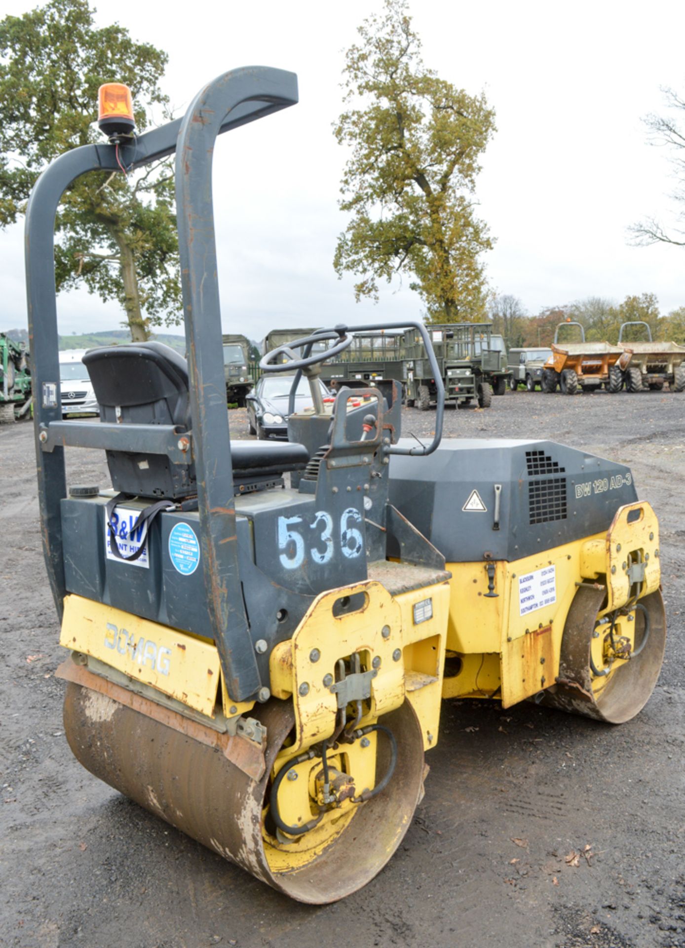 Bomag BW120 AD-3 double drum ride on roller Year: 2003 S/N: 518736 Recorded Hours: 1630 536 - Image 3 of 8