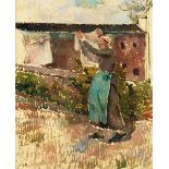 Camille Pissarro, 1830 Charlotte Amalie, Dänisch-Westindien - 1903 Paris FEMME ÉTENDANT DU LINGE,