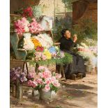 Victor Gabriel Gilbert, 1847 Paris - 1935 ebenda LE MARCHANDE DE FLEURS Öl auf Leinwand. 63,5 x 53,