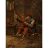 Niederländischer Maler des 17./ 18. Jahrhunderts JUNGER MUSIKER IN BÄUERLICHEM INTERIEUR Öl auf