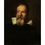 Portraitbildnis des Astronomen Galileo Galilei (1564 "" 1641) Öl auf Leinwand. 60 x 50 cm. Nach