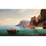 Andrea Cherubini, 1833 Rom "" 1905 FISCHER VOR DER KÜSTE VON CAPRI Öl auf Leinwand. 60,5 x 101 cm.