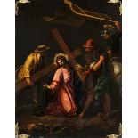 Norditalienischer Maler des 17. Jahrhunderts CHRISTUS FÄLLT UNTER DEM KREUZ Betonte caravaggeske