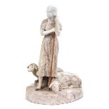 Alabaster-Figur Höhe: 33,5 cm. Rückseitig signiert: R. Schmotz. Deutschland, 19./ 20. Jahrhundert.