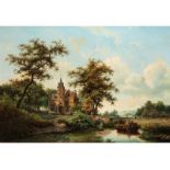 Frederik Marianus Kruseman, 1816 Haarlem "" 1882 Brüssel WEITE LANDSCHAFT MIT FLUSS, FISCHERN UND