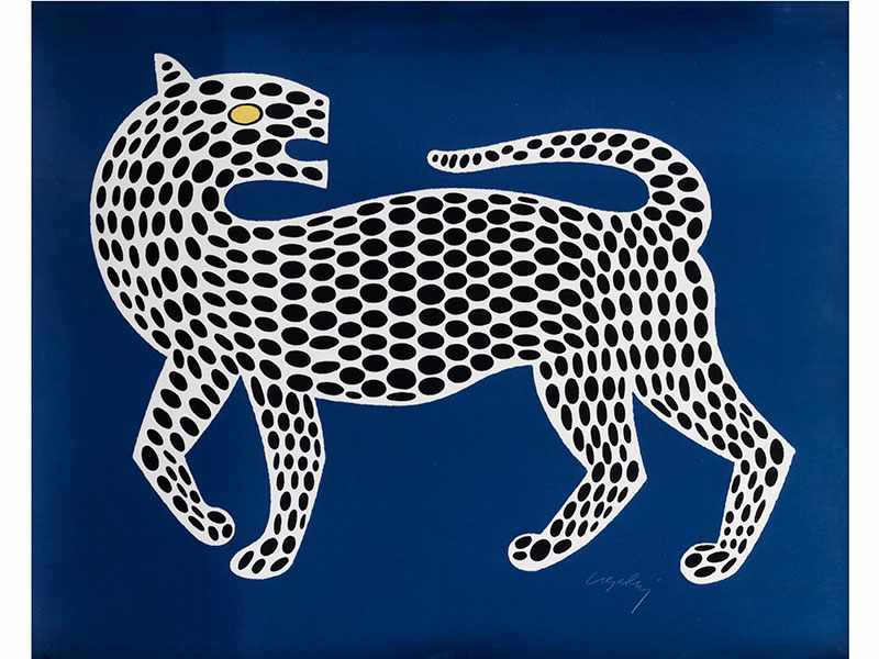 Victor Vasarely, 1906 Pecs "" 1997 Paris DER TIGER Collage. Sichtmaß: 76 x 97 cm. Hinter Glas