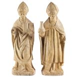 Zwei rundplastische Steinfiguren Heiliger Bischöfe Höhe: je 97 cm. Burgund, 15./ Anfang 16.