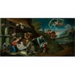 Großes museales italienisches Hinterglasbild des 18. Jahrhunders. Hinterglasmalerei. Sichtmaß: 46