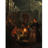 Petrus van Schendel, 1806 "" 1870 DER NACHTMARKT Öl auf Leinwand. 66 x 51 cm. Auf einem in