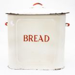 A 1950s enamel bread bin with cover,