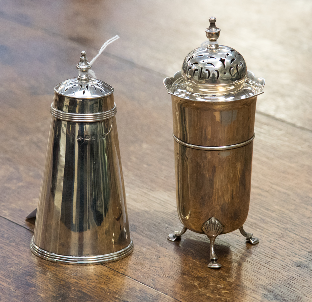 A George III silver conical shaped sugar caster, William Bateman, date letter rubbed, 3.