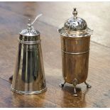 A George III silver conical shaped sugar caster, William Bateman, date letter rubbed, 3.