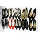 A collection of late 1950s and 1960s shoes to include black suede stilettos by Viva with bow - mock