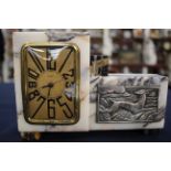 An Art Deco marble mantle clock,