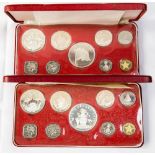 Bahamas Islands nine coin Proof Sets 1973 and 1974,