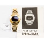 A Pulsa Quartz LCD bracelet watch 14ct gold filled