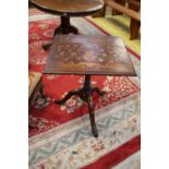 A late 18th Century mahogany and marquetry inlaid tripod table,