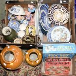 A collection of ceramics to include two toy china tea sets, Royal Crown Derby plates, Quimper ware,