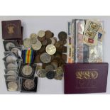 A box of coins Proof set 1970, Crowns 1951 x 2,