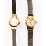 A ladies vintage 9ct gold Cyma wristwatch;