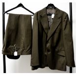 A Gents brown pin striped suit, a Gents coat,