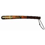 A Victorian painted wood truncheon, painted in polychrome with Crown,