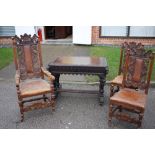 A set of three Victorian Carolean style dining chairs,