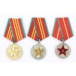 Soviet Army Long Service and Good Conduct Medals, 1st, 2nd and 3rd class.