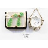 A French late 19th Century rock crystal and silver chatelaine watch,