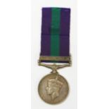 General Service Medal with Palestine 1945 - 48 Clasp to 815710 Gnr. T Mitchell RA.