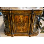 A Victorian walnut and marquetry inlaid credenza,