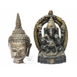 A bronze figure of a Hindu God, Ganesh,