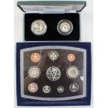 A collection of cased silver coins to include 2000 Guernsey and Alderney Silver Proof Two coin set