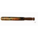 A Victorian painted wood truncheon, painted in polychrome with Crown,