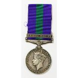 General Service Medal with S. E. Asia 1945 -46 Clasp to 15975 Sep. Teja 1 BN Dogra R.