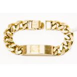 A gentleman's heavy chain link 9ct gold identity bracelet, stamped 375, 21 cm in length approx 87.