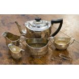 A silver tea service comprising teapot, sugar bowl and milk jug by Emile Viner,