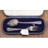 A Georgian cased spoon and fork set,