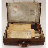 A case containing 19th Century documents relating to Mr William Campbell,